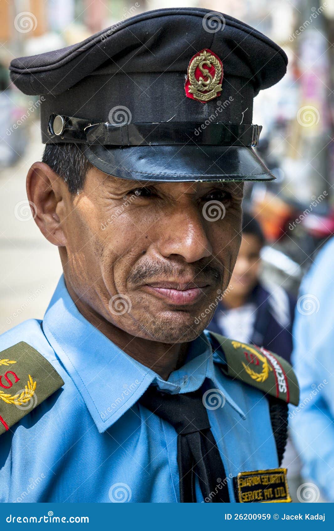 Security Man on Kathmandu Street Editorial Stock Image Image of beard, smile 26200959