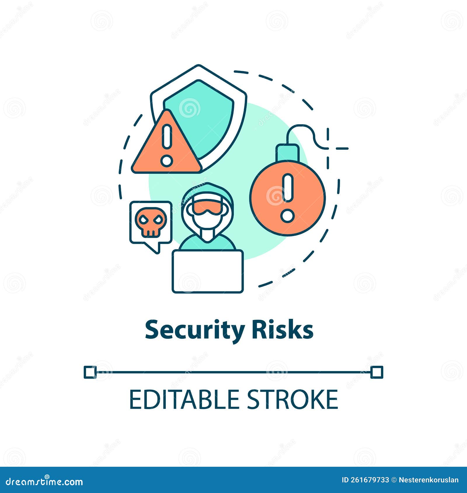 Security Risks Concept Icon Stock Vector - Illustration of icon, cyber