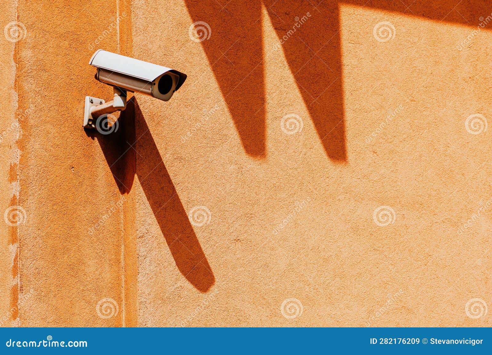 Security Surveillance Camera on Building Wall Stock Image Image of