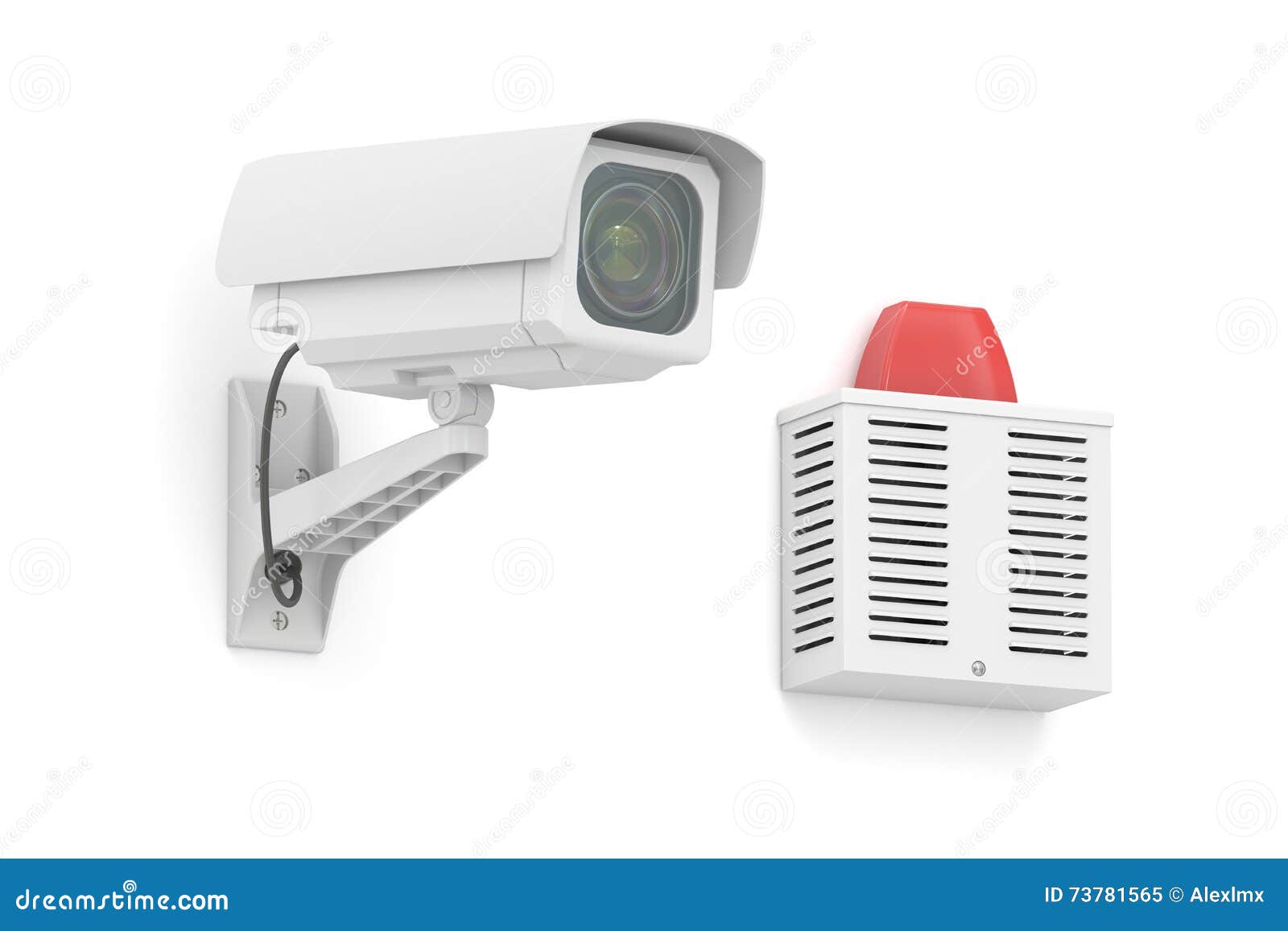 Outdoor Alarm Siren With Strobe Or Siren Alarm Bell Stock Photo