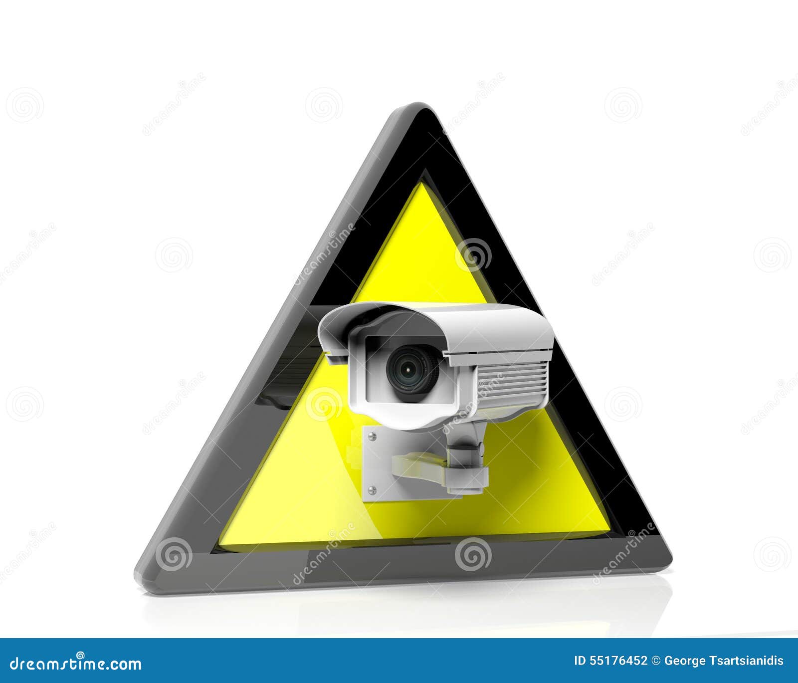 Security Surveillance Camera in a Yellow Warning Stock Illustration Illustration of graphic
