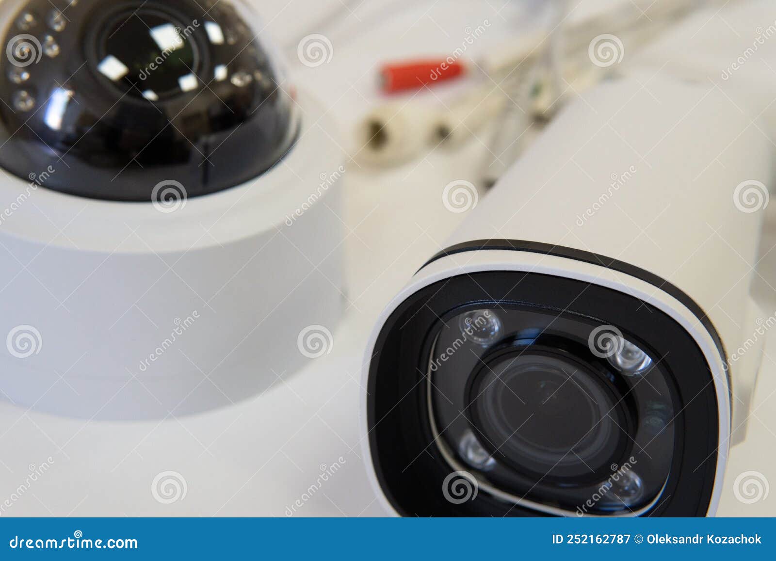 Security System with CCTV Cameras. Equipment for Video Surveillance