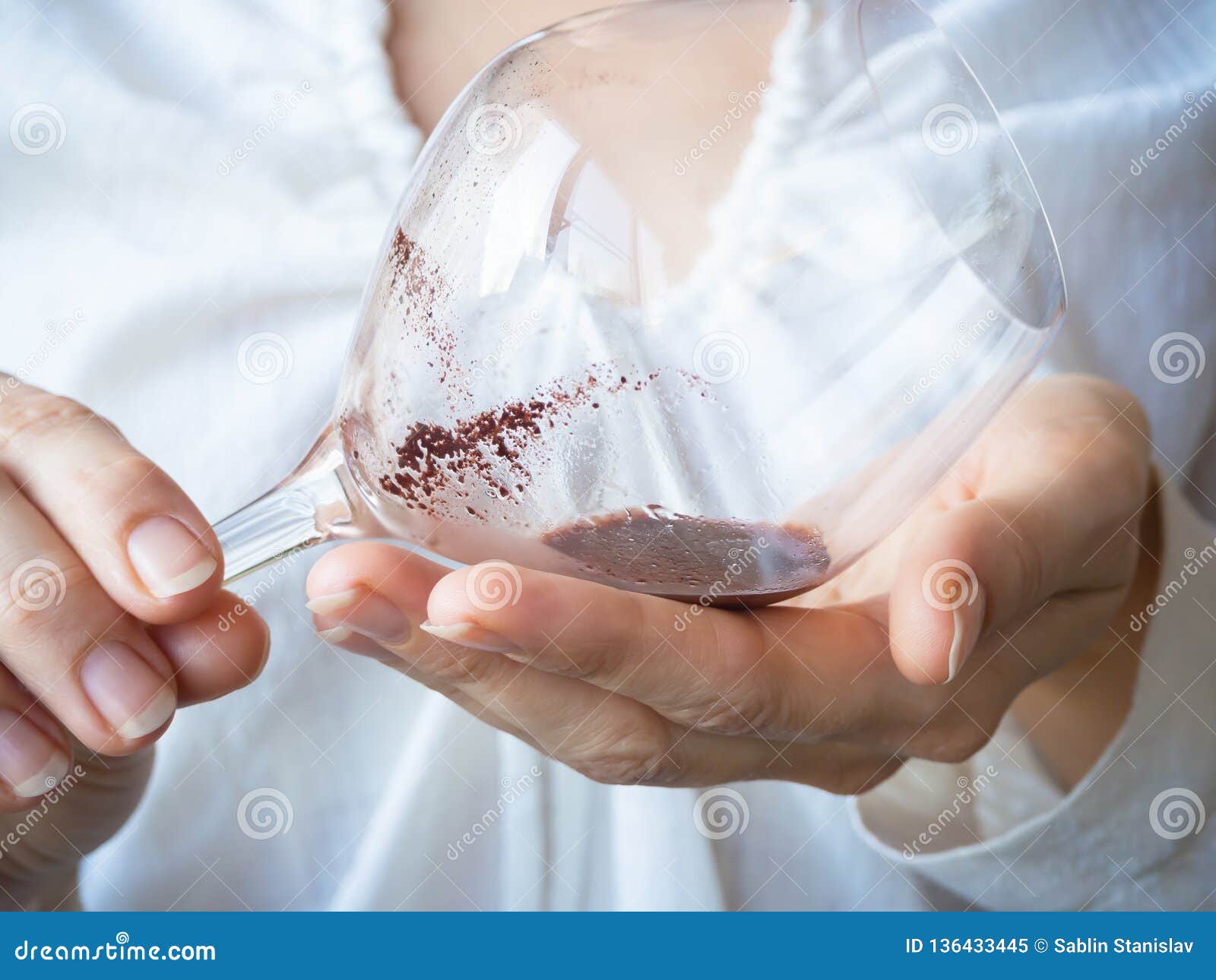 Sediment in a Glass of Old Wine. Sediment in Wine. Stock Image Image