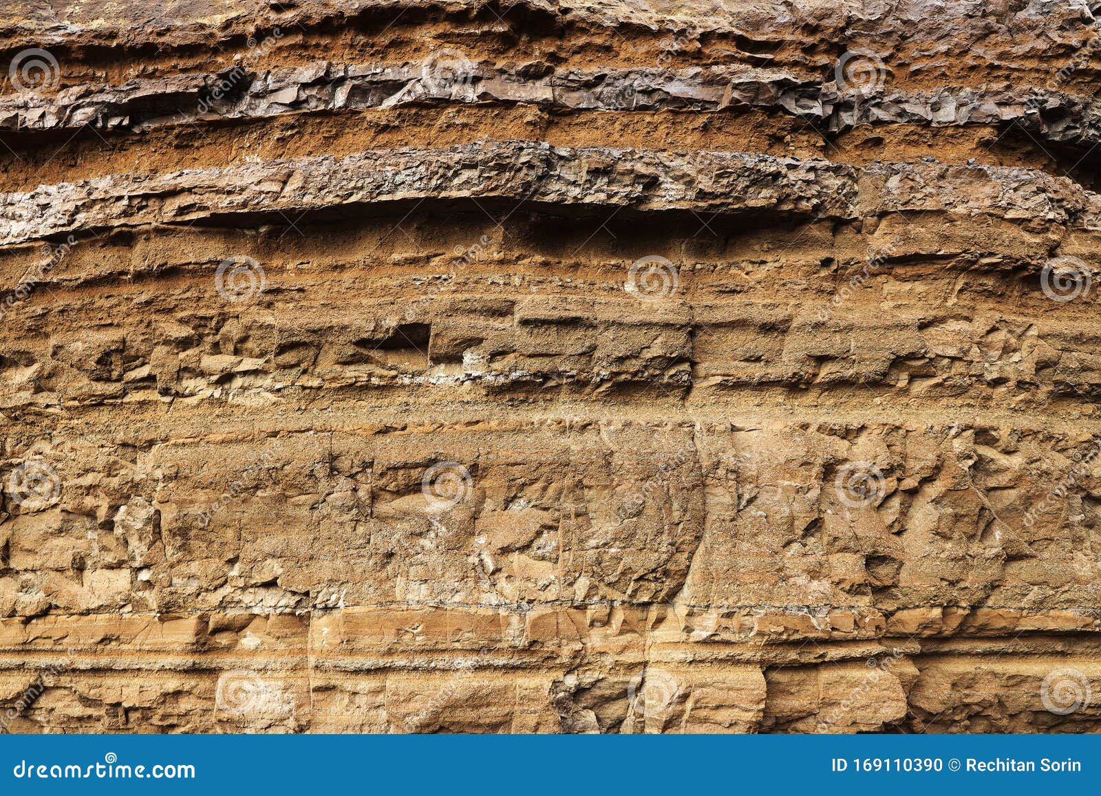 geological layers of earth - layered rock. close-up of sedimentary rock in iceland.