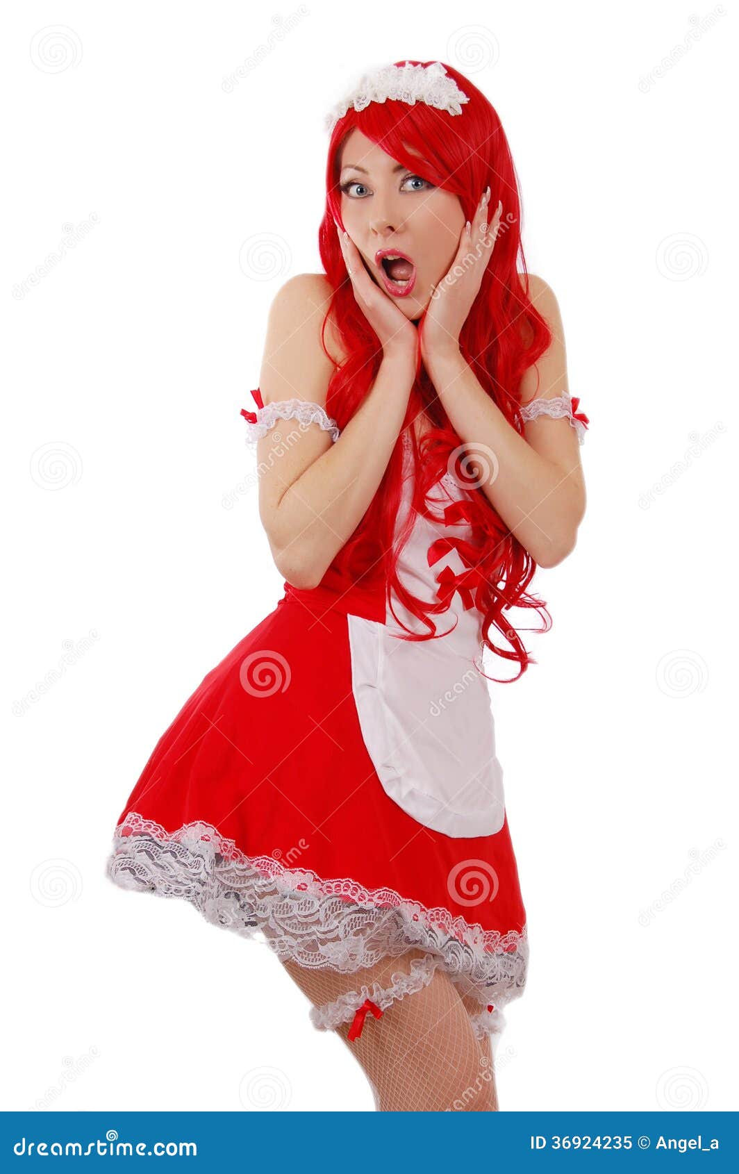Seductive Red-headed Servant Girl With Shocked Face Stock Image - Image ...