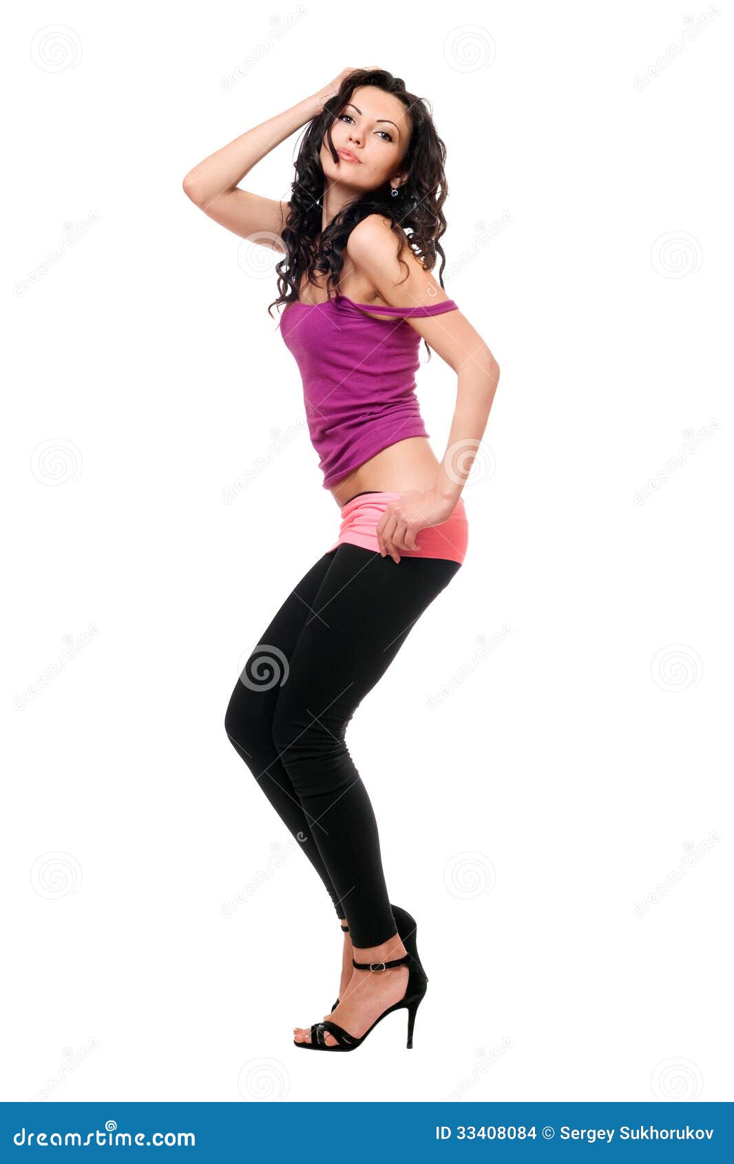 Seductive Young Brunette in a Red Jeans Stock Photo - Image of fashion ...