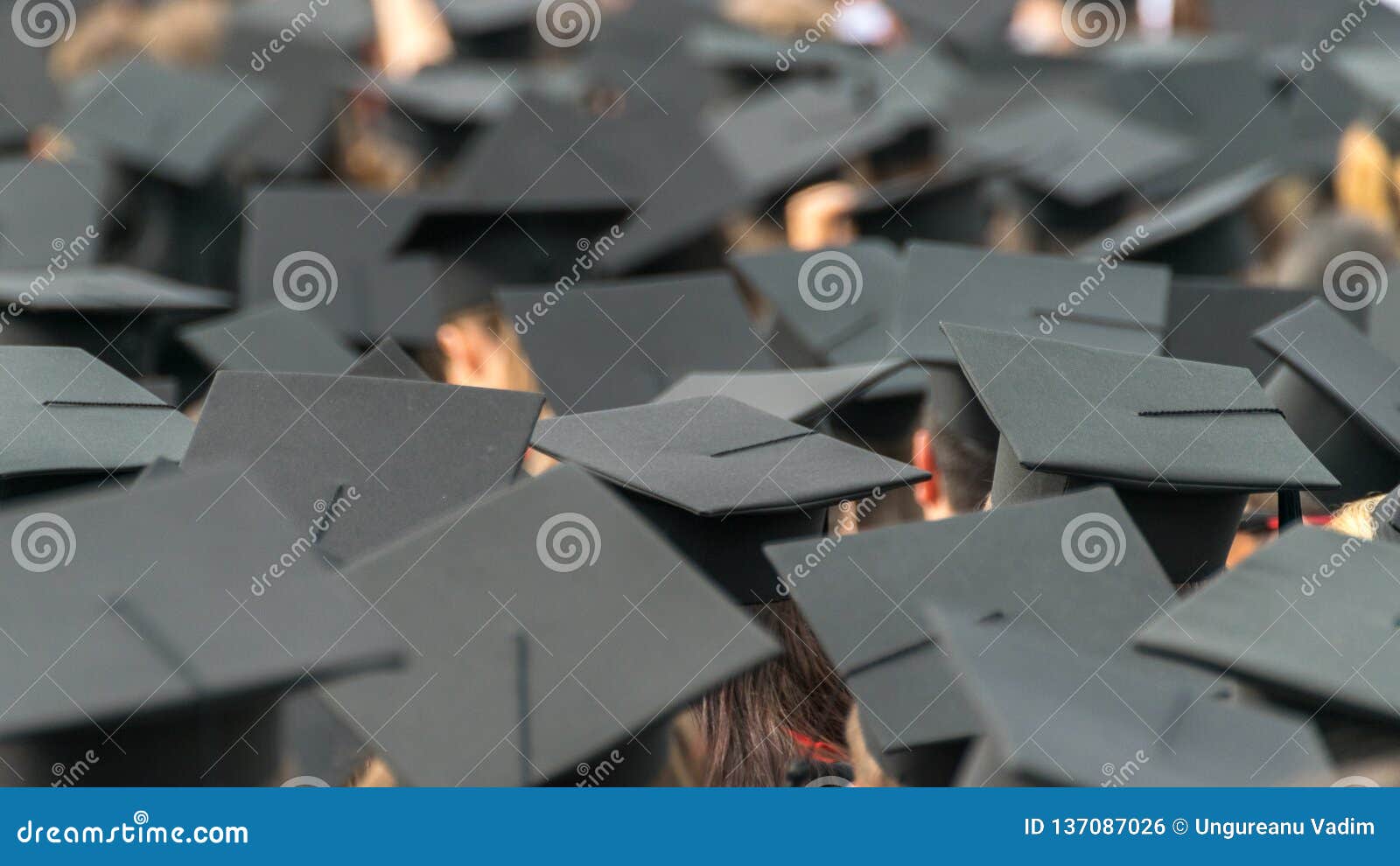 a see of graduation caps at a graduation ceremony