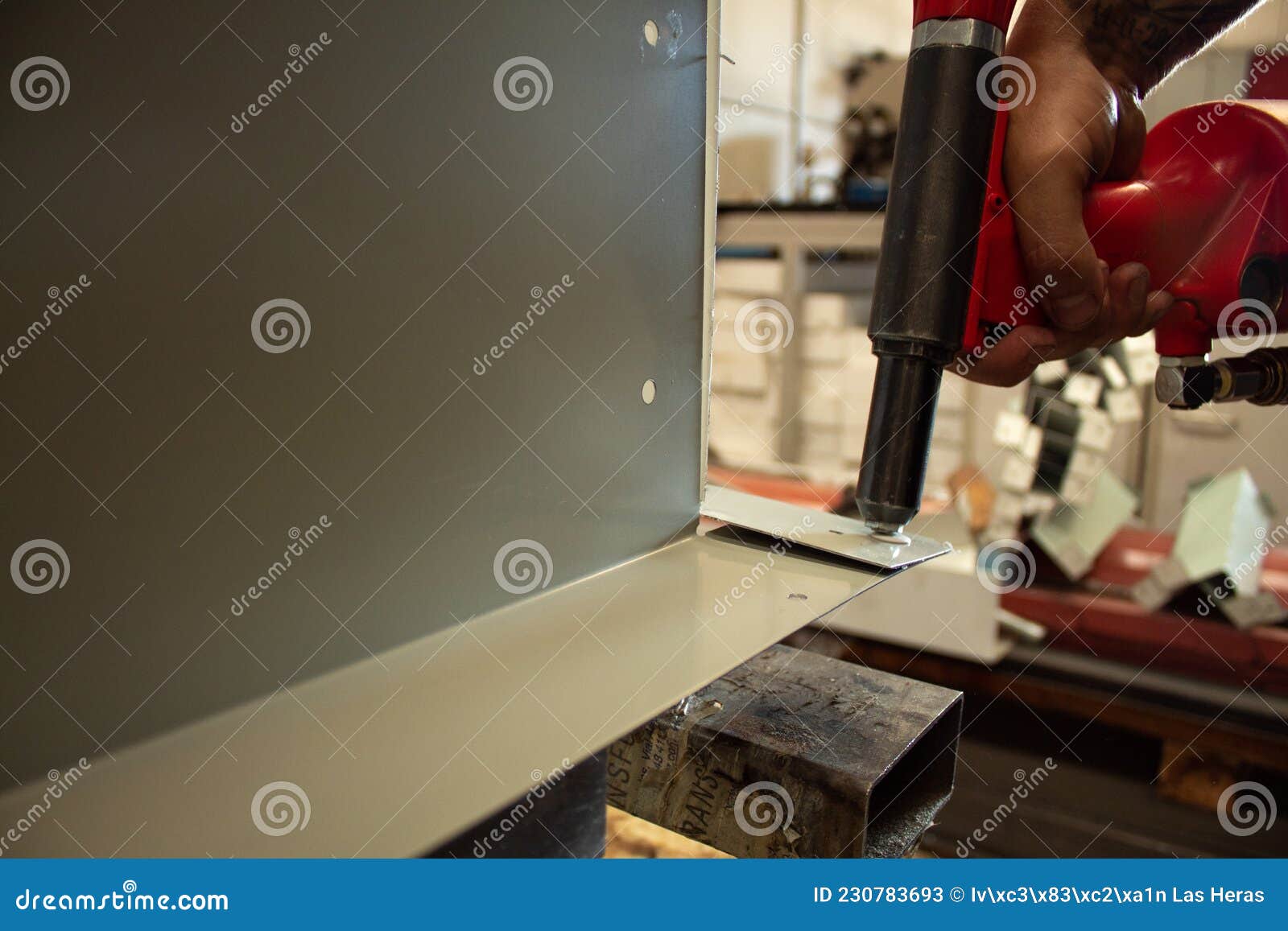 See Plan of a Pistol Putting a Rivet Stock Image Image of inside