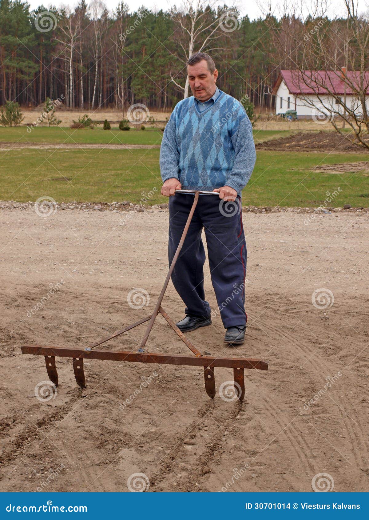 Seed Furrows Maker Stock Photo Image Of Pull Iron Spacing