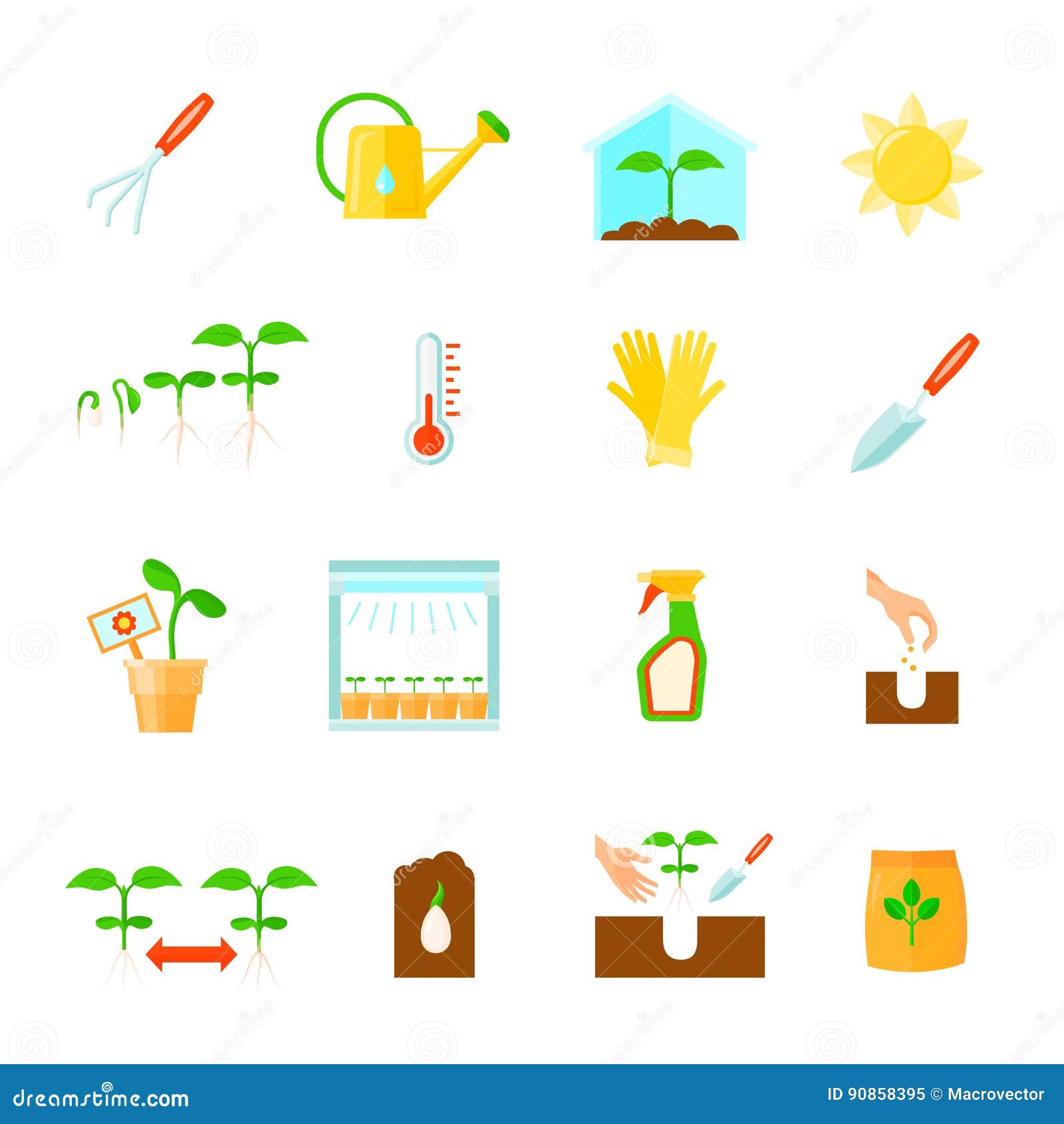 Seedling Icons Set stock vector. Illustration of icons - 90858395