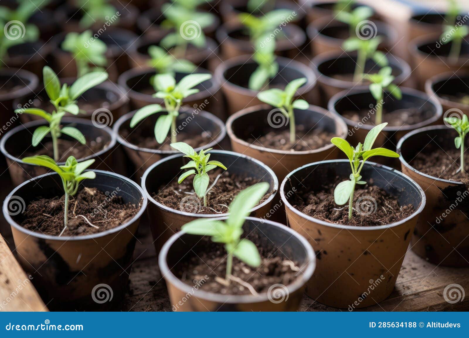 Seedlings in Biodegradable Pots Ready for Planting Stock Photo Image