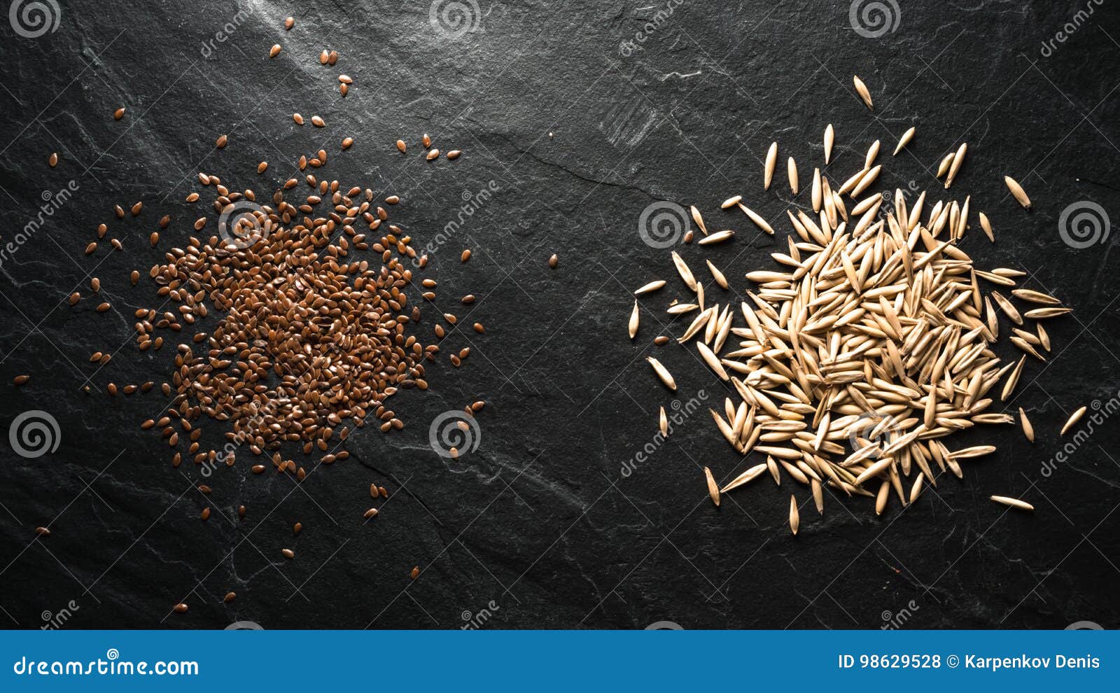 Seeds of Oats and Flax on Gray Stone Stock Photo Image of harvest