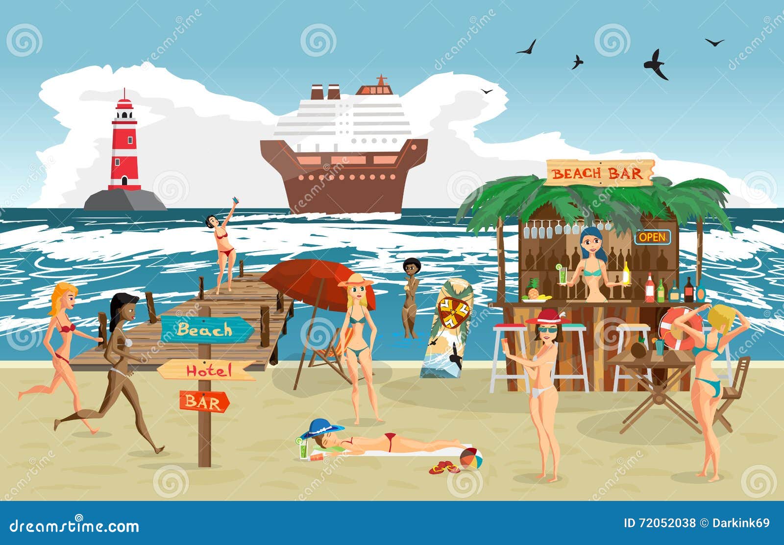 Пляжный бар иллюстрация
