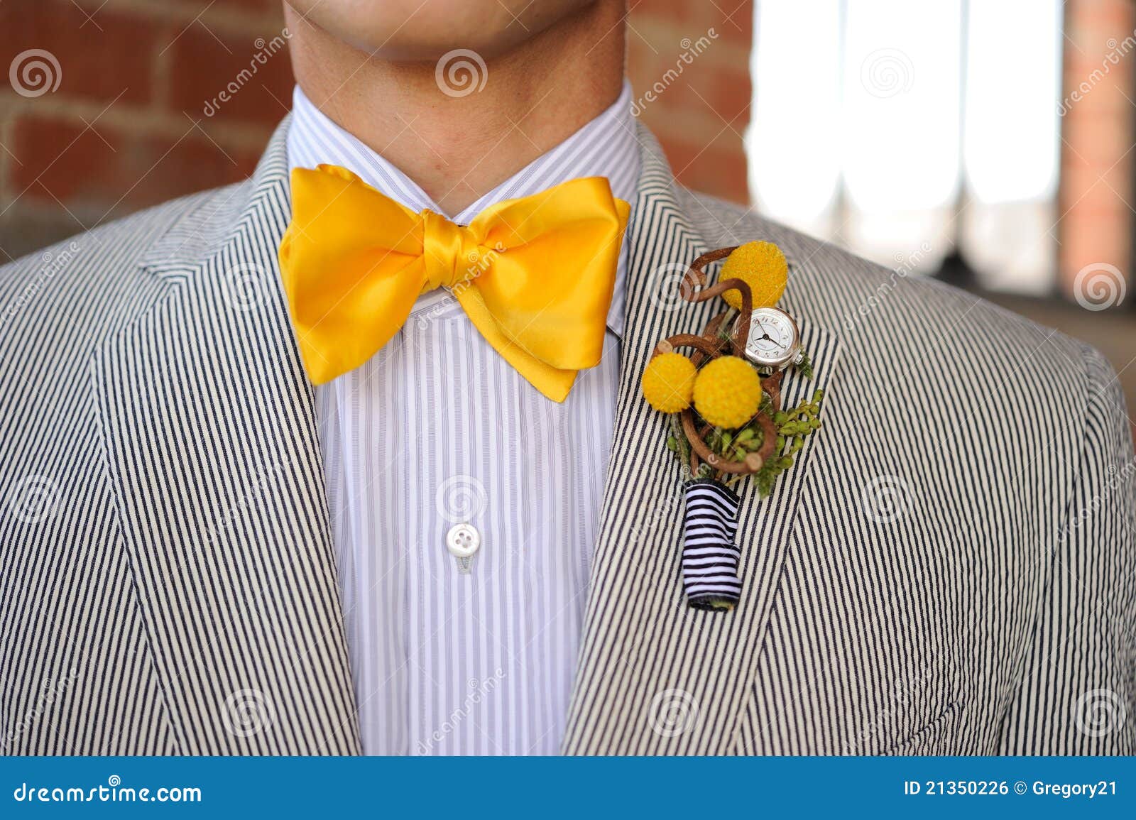 shirt jacket vector Stock Suit Yellow Royalty Seersucker Bowtie Free With