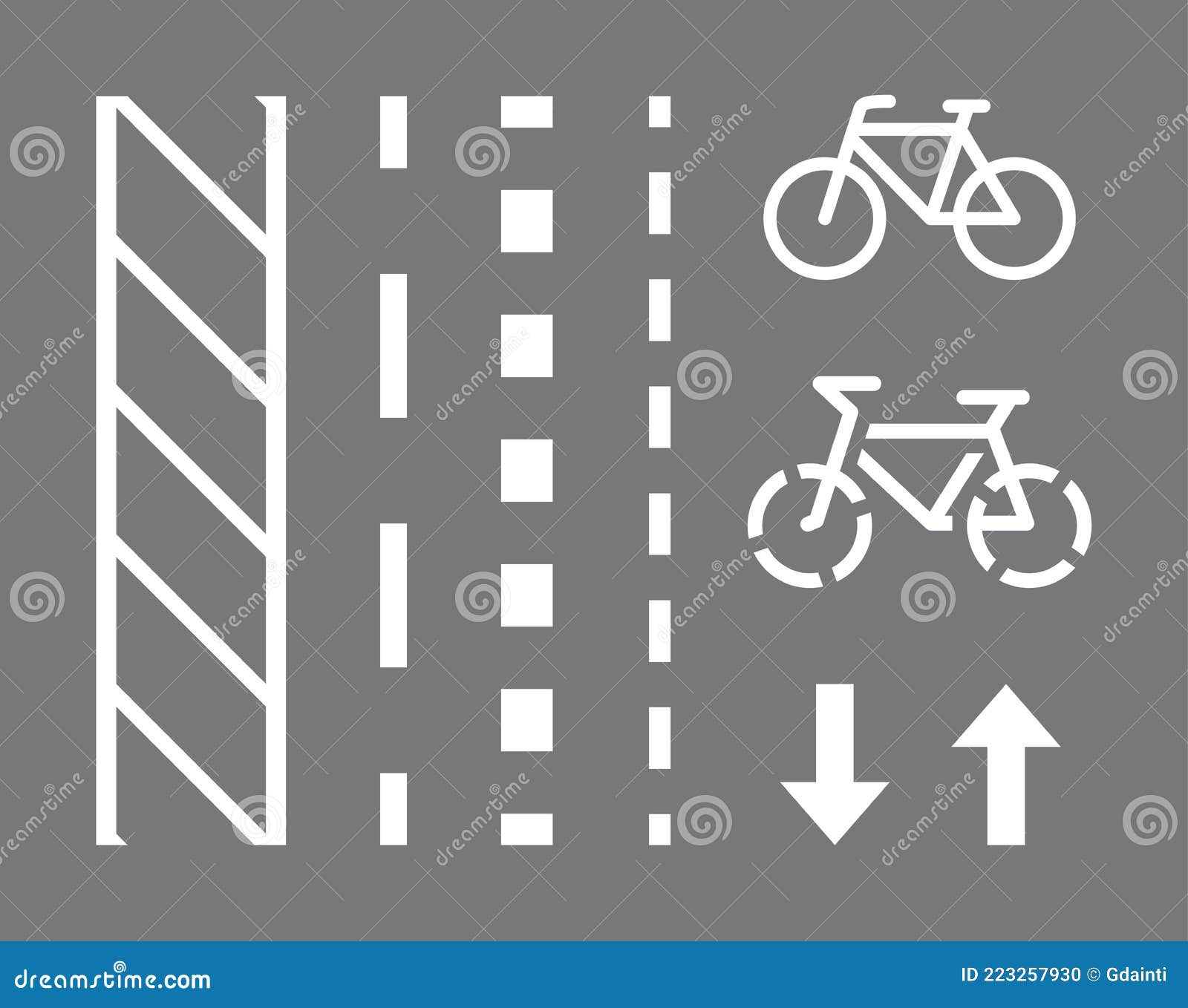 Segnaletica Di Rotta Per Biciclette E Direzione Di Direzione Delle Frecce.  Illustrazione Vettoriale Illustrazione Vettoriale - Illustrazione di ciclo,  sentiero: 223257930