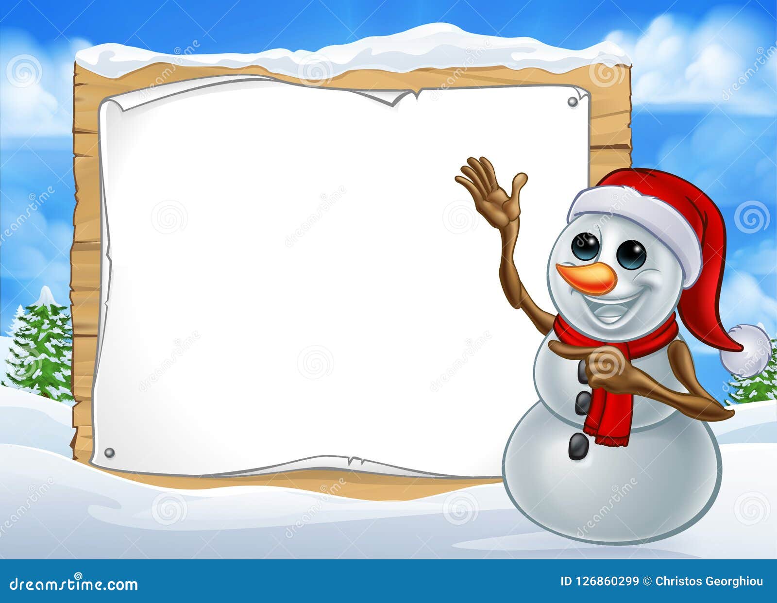 Cartoni Di Natale.Segno Del Personaggio Dei Cartoni Animati Di Natale Del Pupazzo Di Neve Illustrazione Vettoriale Illustrazione Di Telaio Indicare 126860299