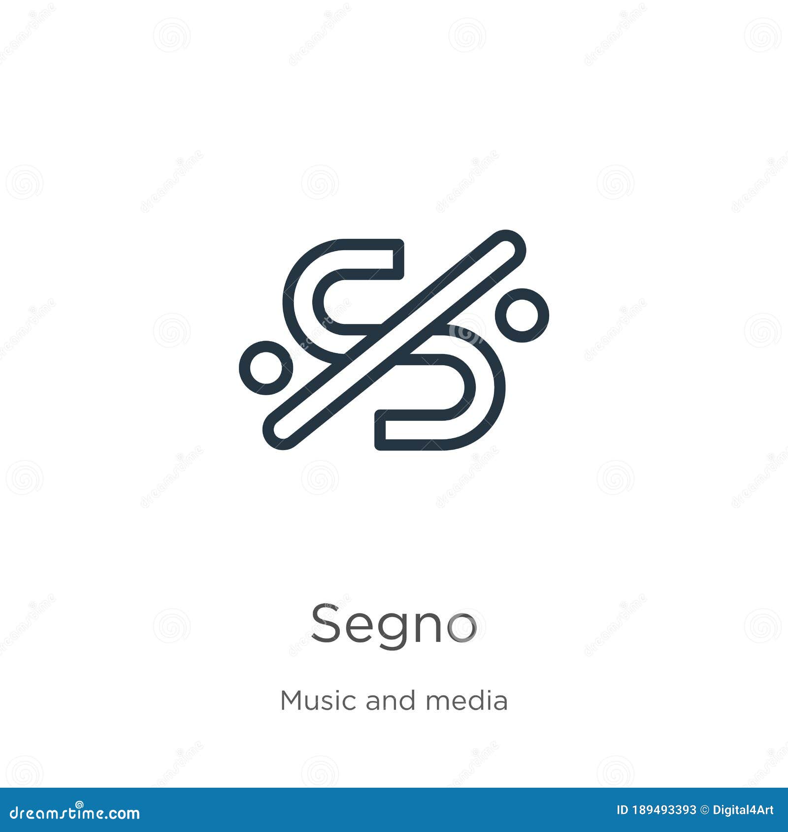 segno icon. thin linear segno outline icon  on white background from music and media collection. line  sign, 