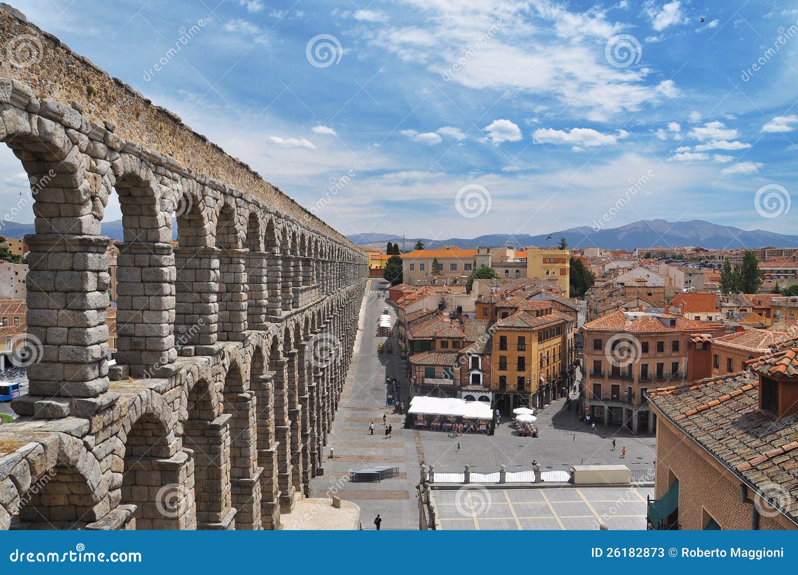 segovia roman aqueduct. castile region, spain