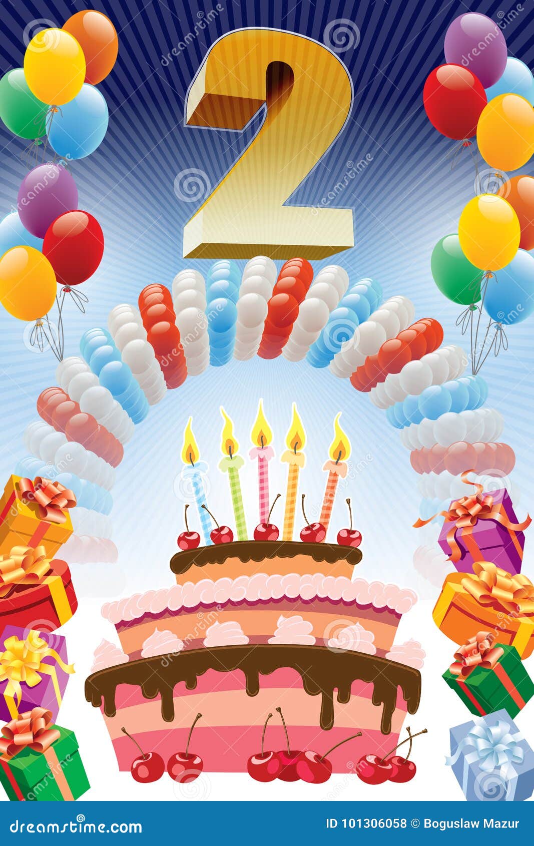 Segundo cumpleaños ilustración del vector. Ilustración de segundo -  101306058, image size:1067x1690