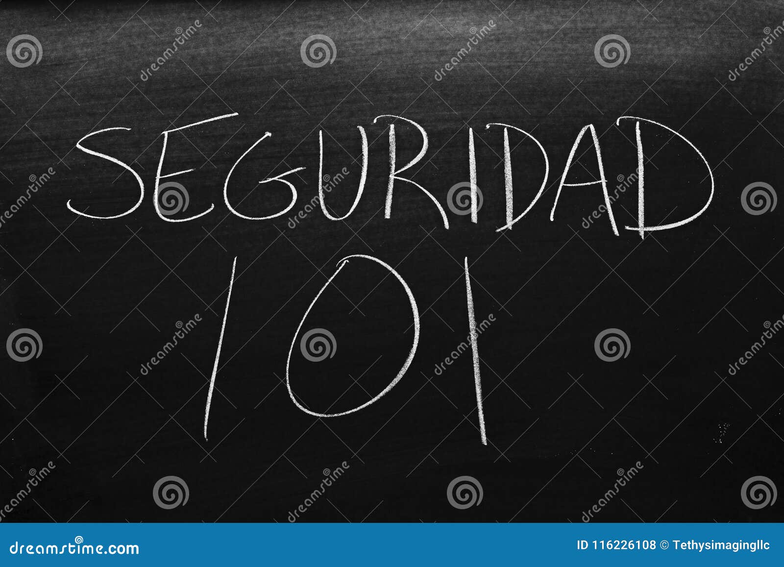 seguridad 101 on a blackboard. translation: safety 101