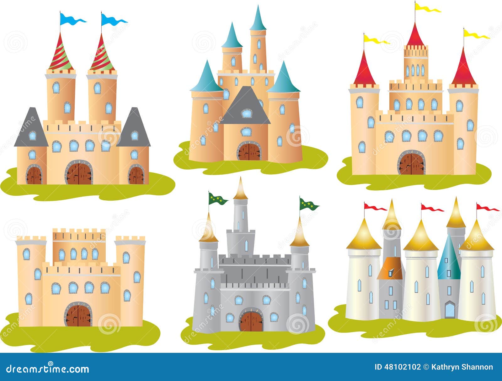Sei Castelli Illustrazione Vettoriale Illustrazione Di Bandierine 48102102