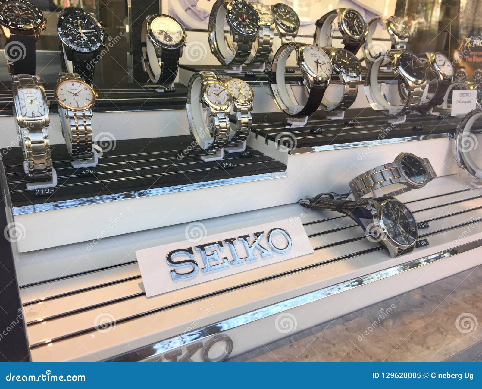 Seiko watches for sale editorial image. Image of chronographs - 129620005