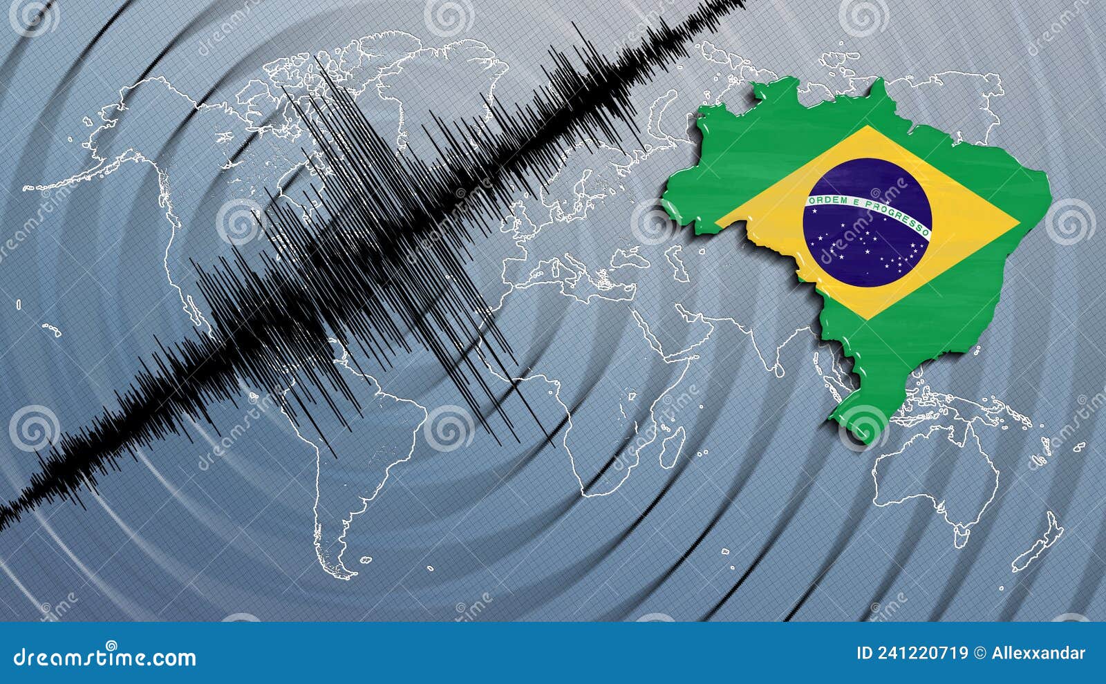 Seismic Activity Earthquake Brazil Map Stock Illustration