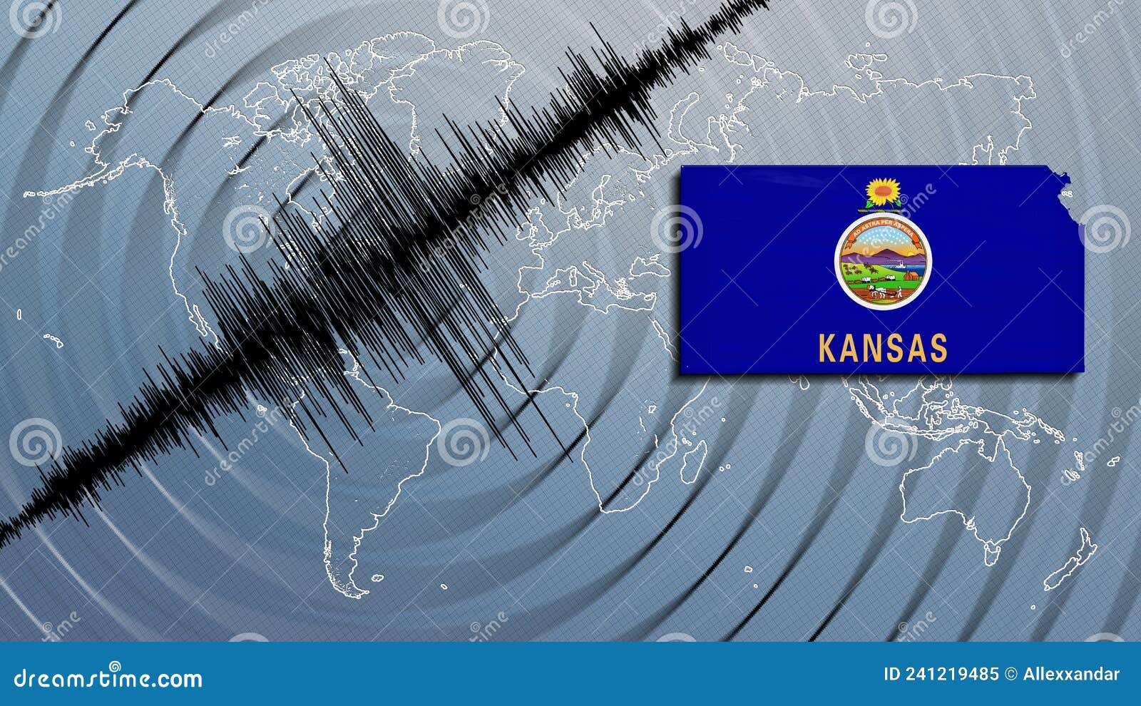 Seismic Activity Earthquake Kansas Map Stock Illustration
