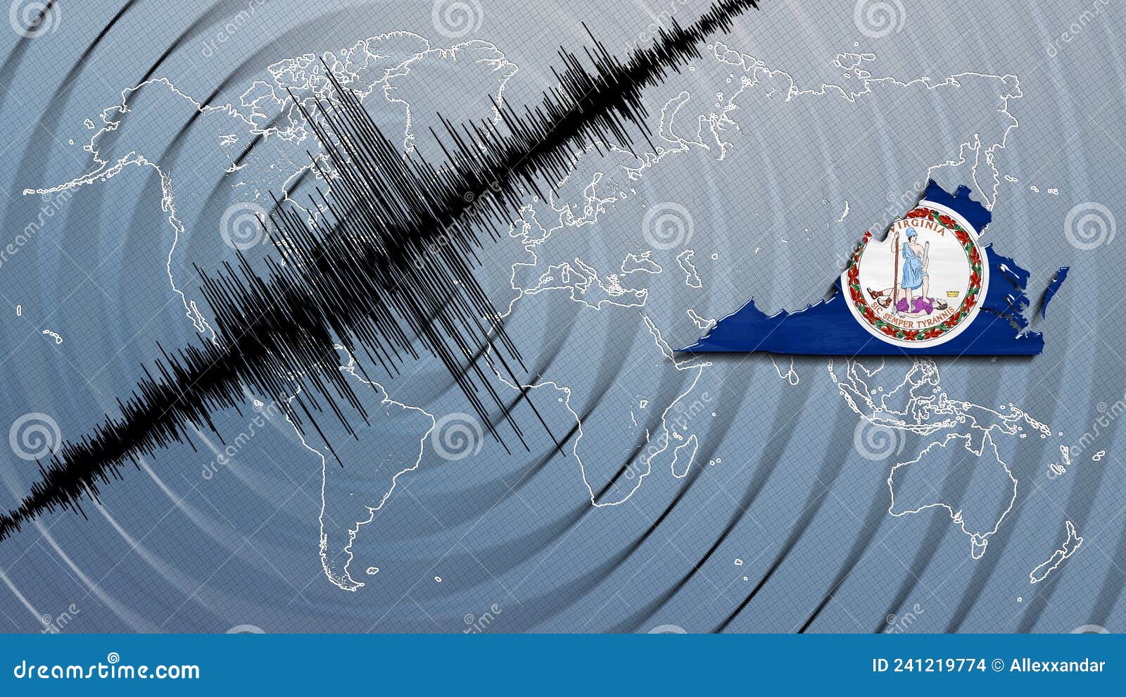 Seismic Activity Earthquake Virginia Map Stock Illustration