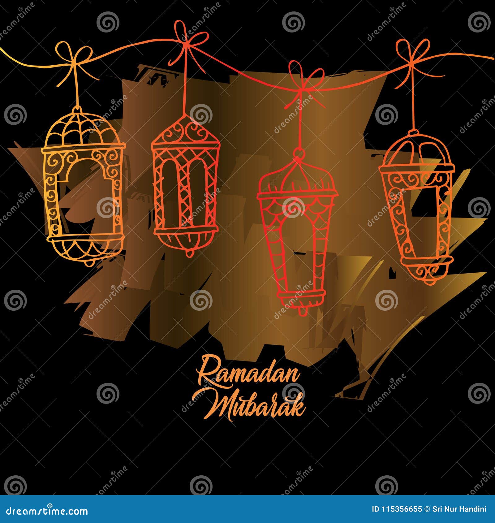 Selamat Hari Raya Aidilfitri Mit Laterne Stock Abbildung Illustration Von Hintergrund Mubarak 115356655