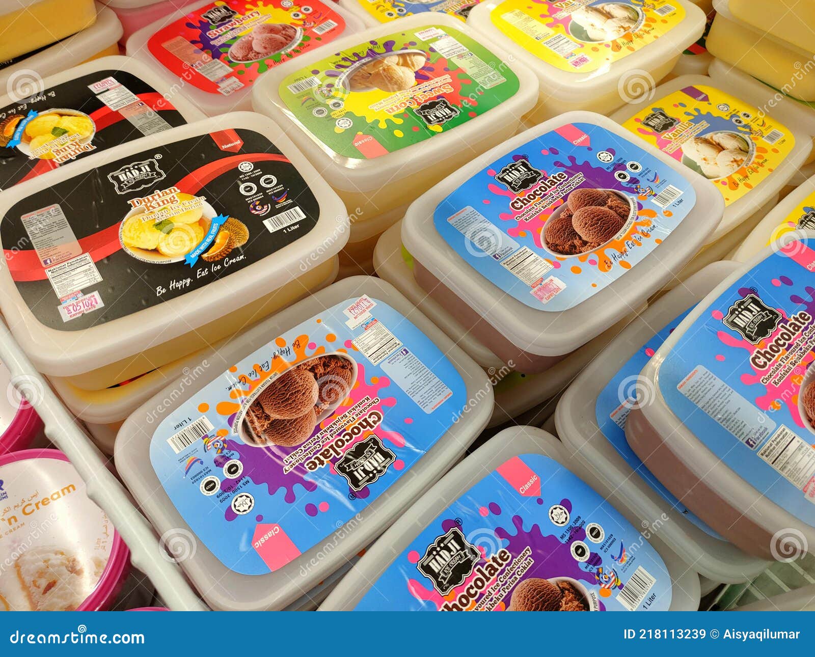 Selected Focused on Ice Cream in a Plastic Container and Displayed