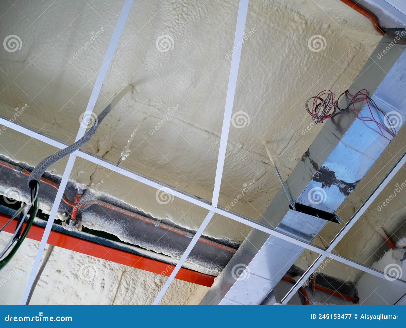 Polyurethane Insulating Foam that Has Been Sprayed and Covered the