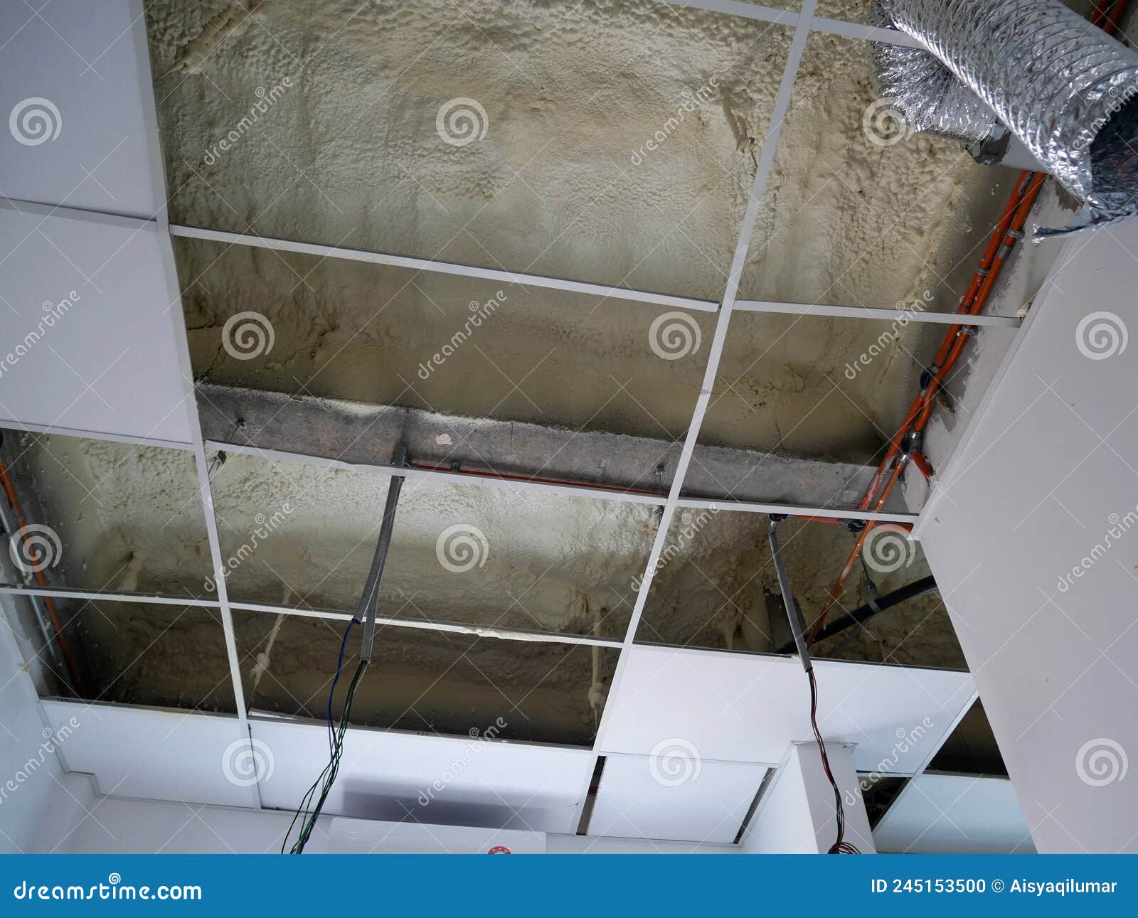 Polyurethane Insulating Foam that Has Been Sprayed and Covered the