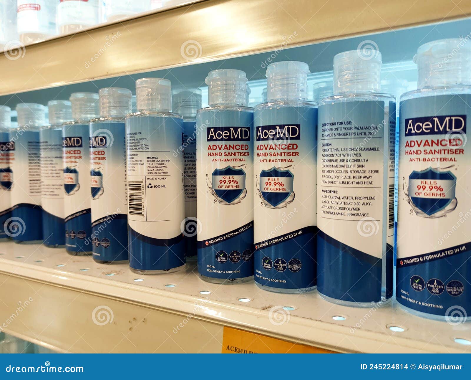 Selected Focused on Hand Sanitizer Products that are Being Displayed on