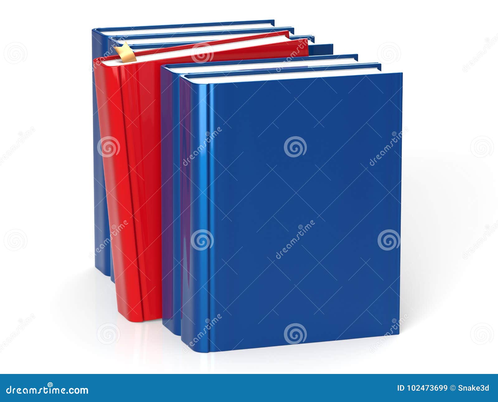 Selecting Book from Bookshelf Blank Blue Row One Red Choice Stock ...