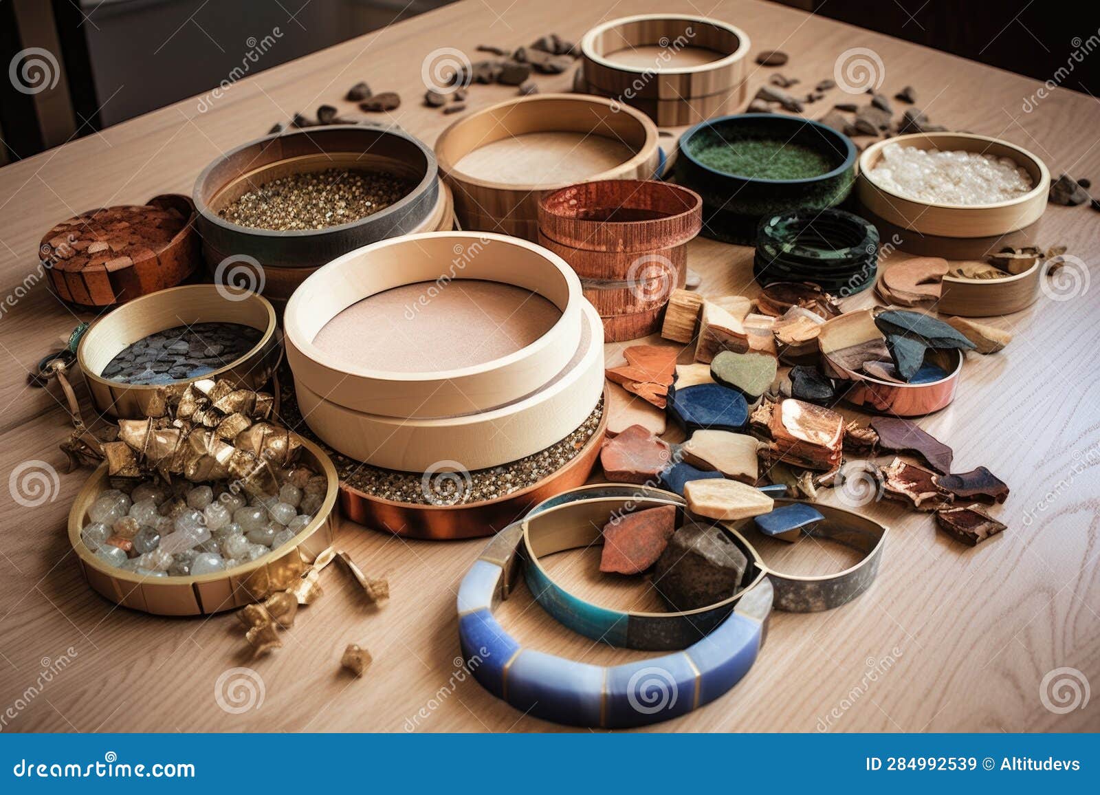 Selecting Materials for Tambourine Construction Stock Illustration