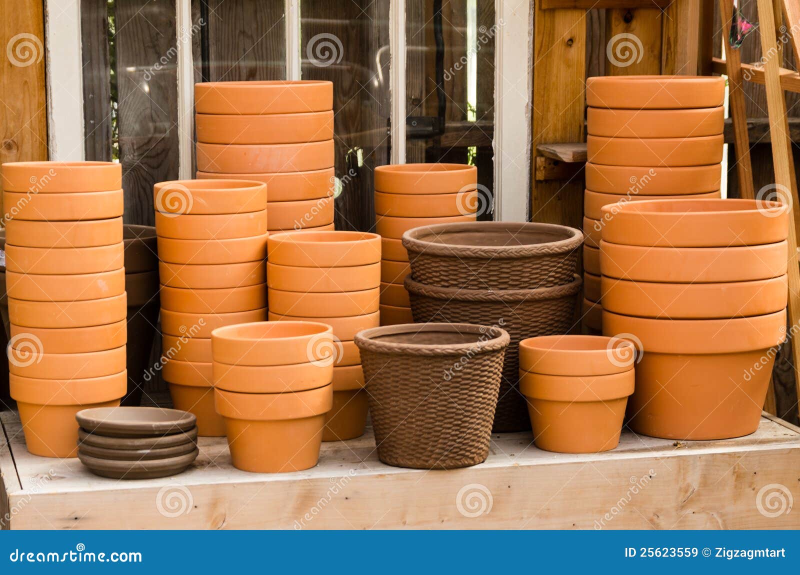 Selection of clay planters stock image. Image of ceramic 25623559