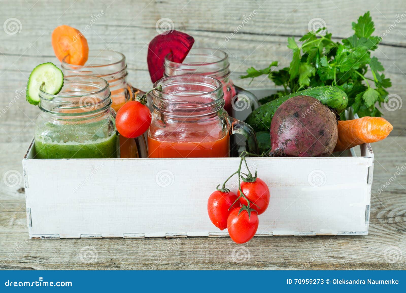 Selection of Colorful Vegetable Juices in Glass Jars Stock Image