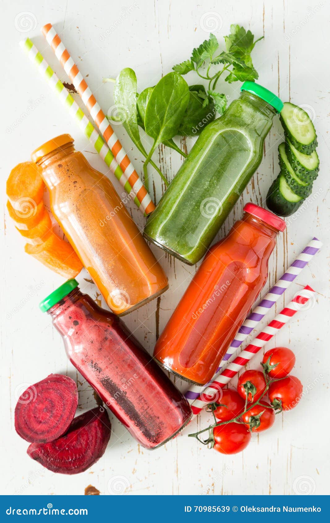 Selection of Colorful Vegetable Juices in Glass Jars Stock Image