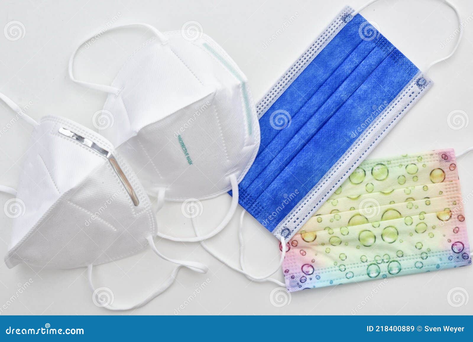 A Selection of Different Protective Face Masks Ffp2 Kn95 Surgical