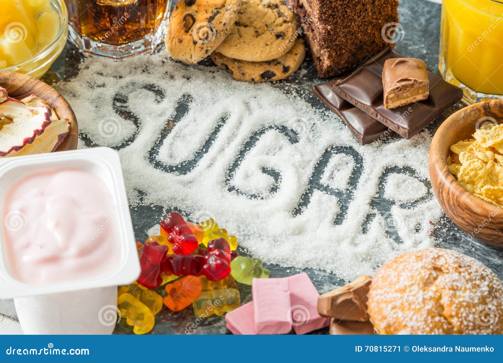Selection of Food High in Sugar Stock Image Image of cola, sweet
