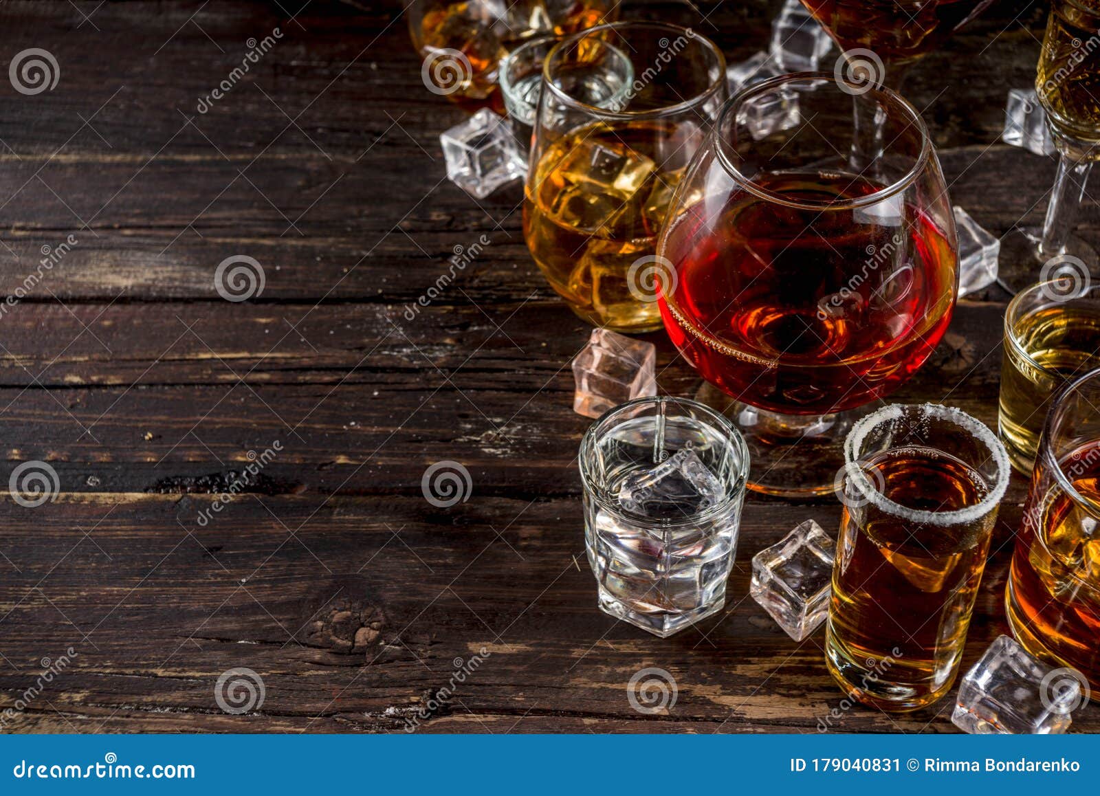 Selection of Hard Strong Alcoholic Drinks Stock Image Image of glass