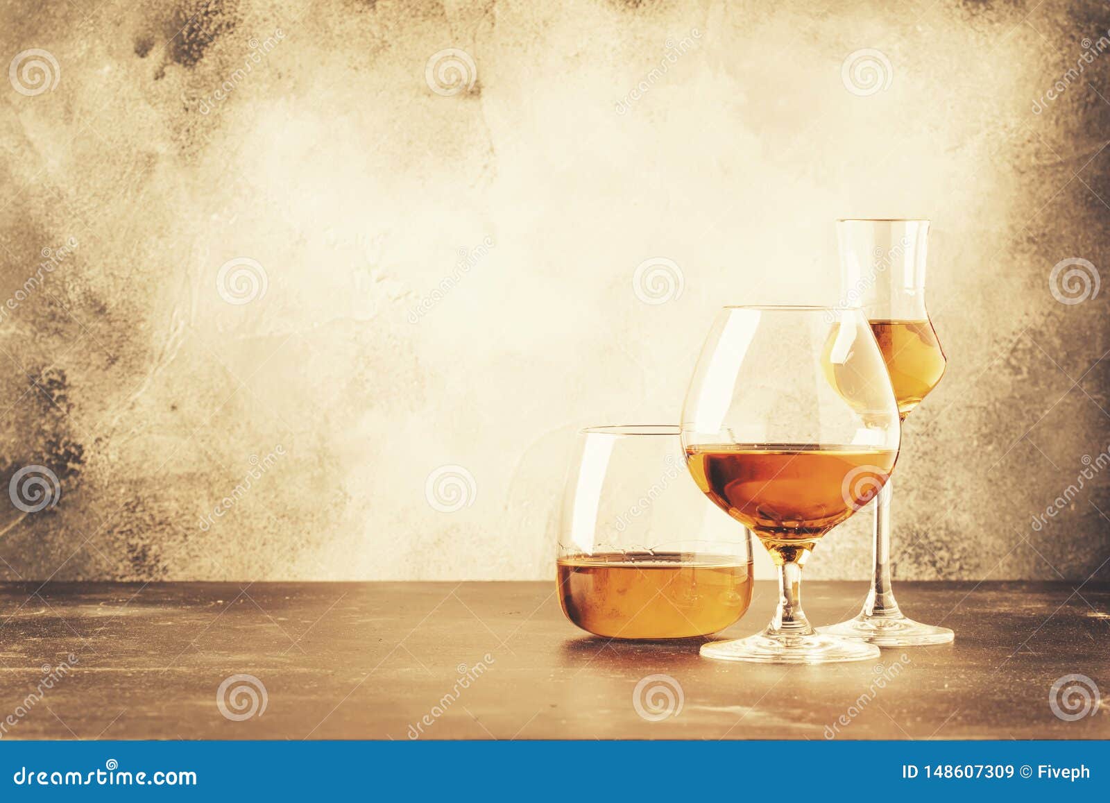 Selection Of Hard Strong Alcoholic Drinks And Spirits In Assortment