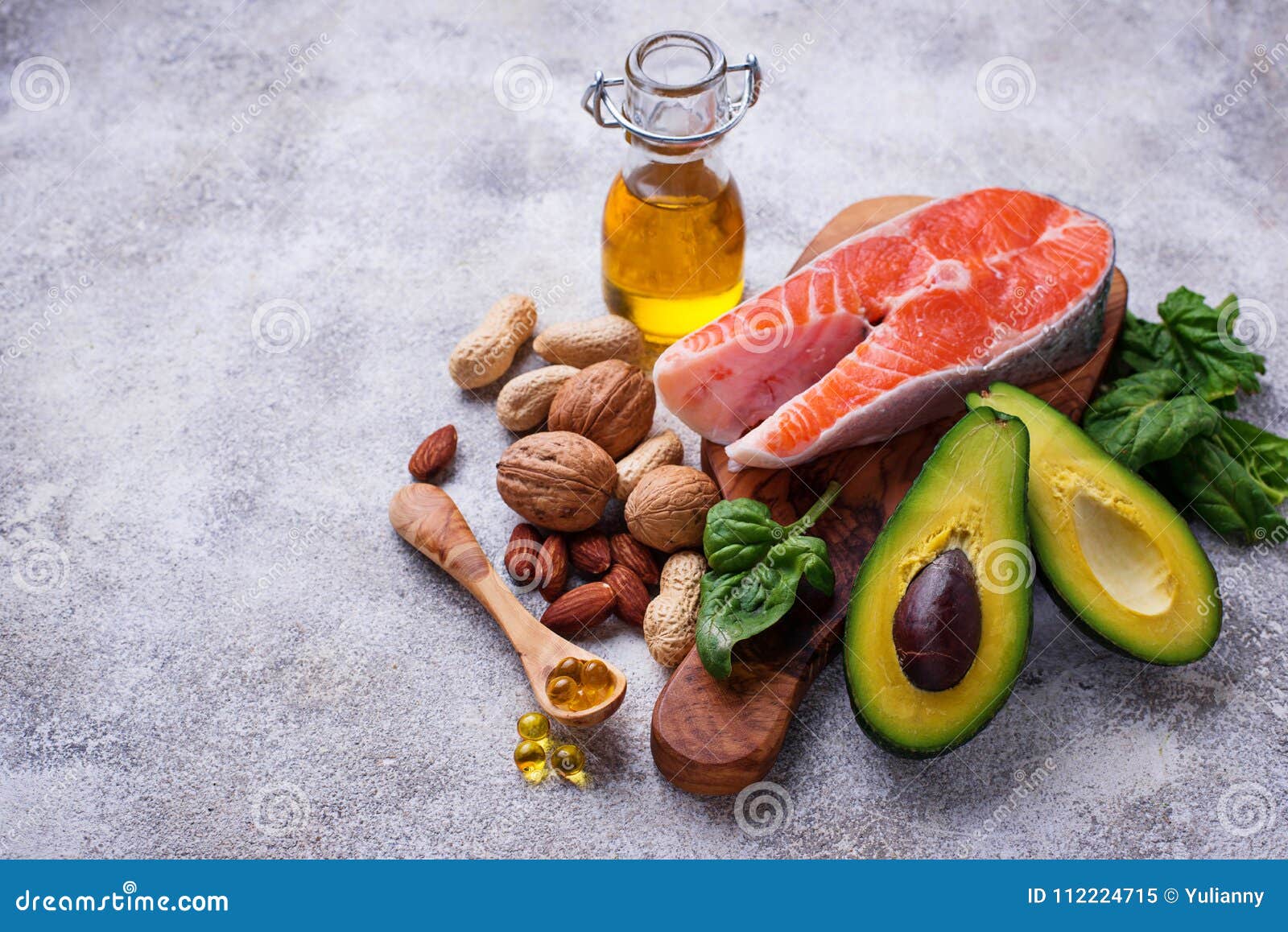 Selection of Healthy Fat and Omega 3 Sources. Stock Image Image of