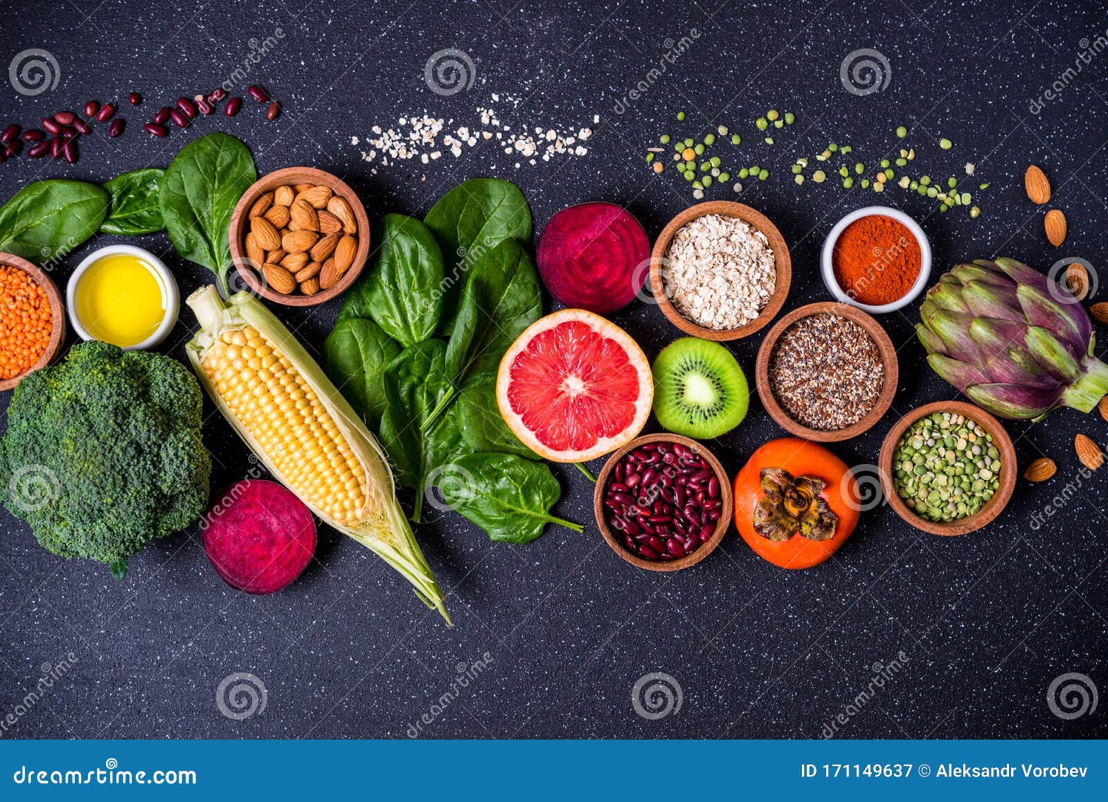 Selection of Healthy Food Fresh Vegetables and Fruit. Stock Image