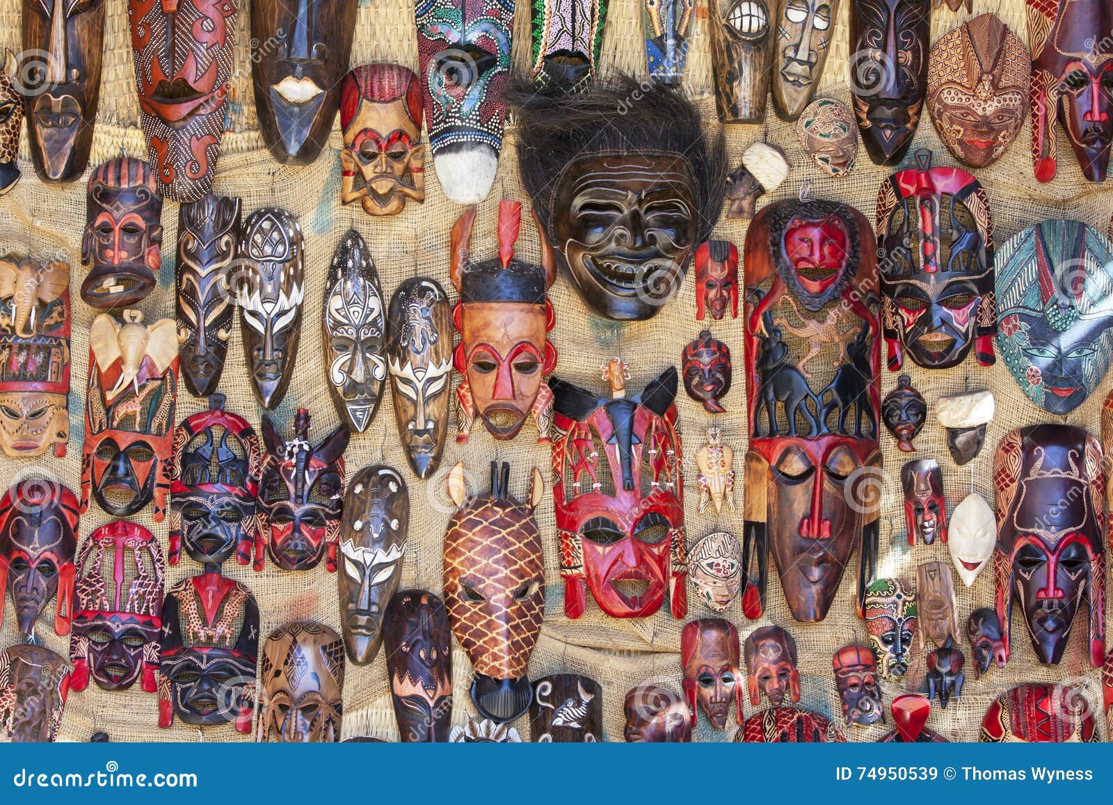 a selection of masks for sale in the nubian village of garb-sohel in the aswan region of egypt.