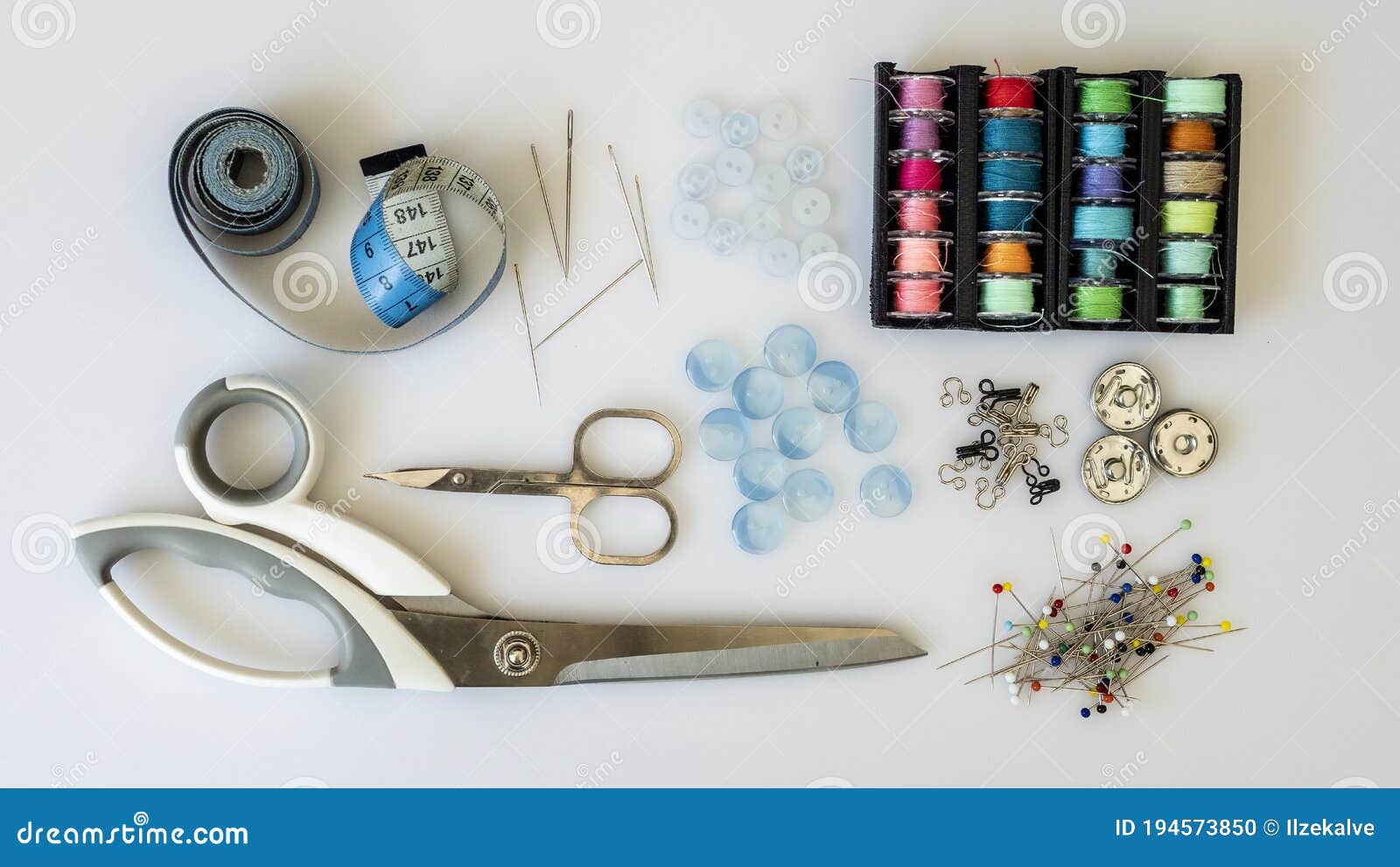 sewing accessories, top view