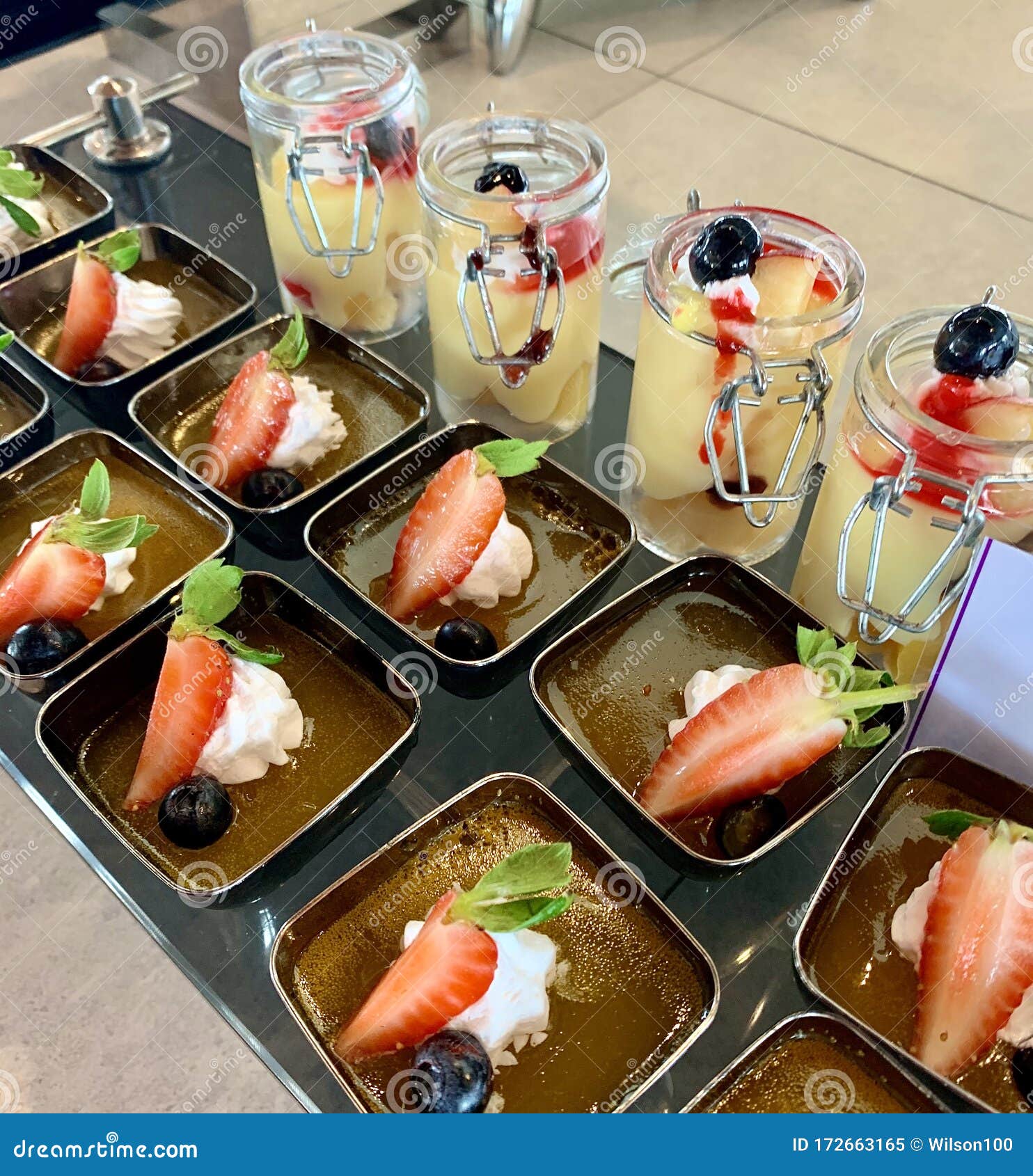 A Selection of Small Desserts Stock Image Image of pots, dishes