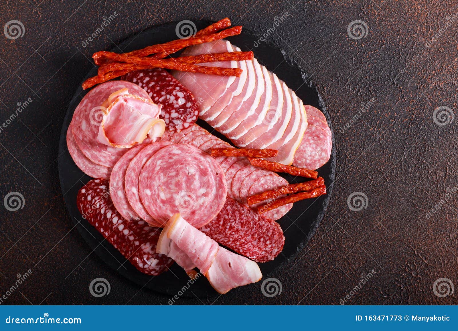 Selection of Smoked Meat and Sausages Appetizer Stock Image Image of