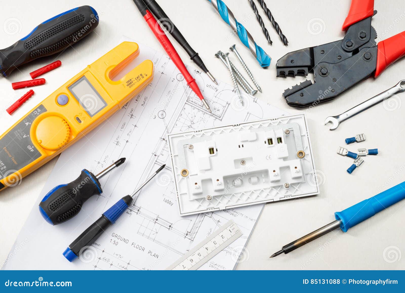 Selection of Various Electrical Tools Stock Photo Image of switch
